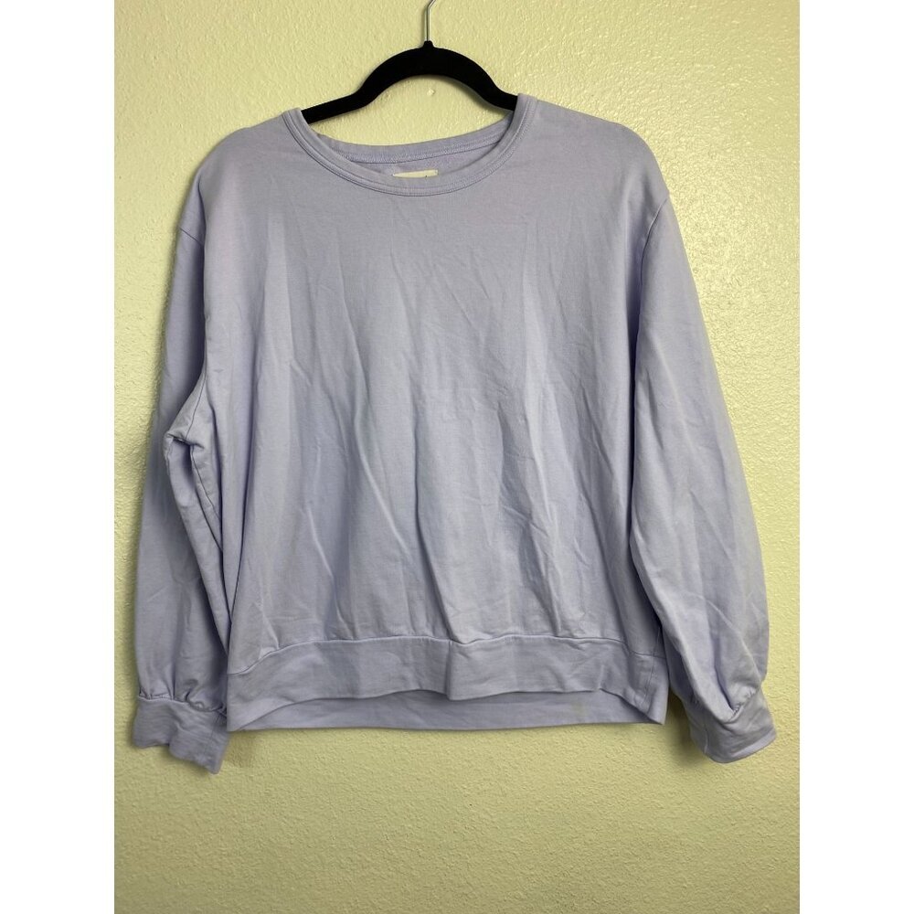 Pact Organic Cotton Long Sleeve Cut off Back Sweater Size Large Periwinkle Purpl
